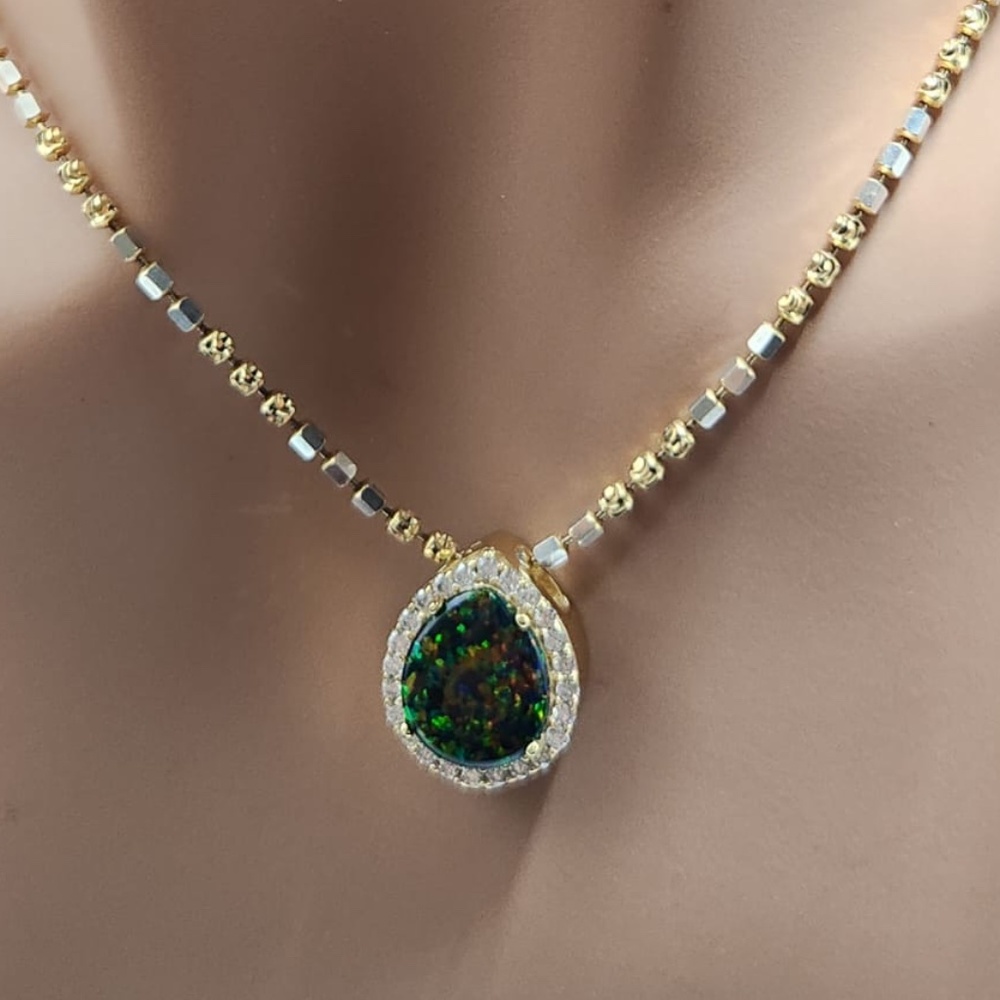 Natural Black Opal Urn Pendant, Beautiful Elegant Opal Ash Holder FREE APPRAISAL